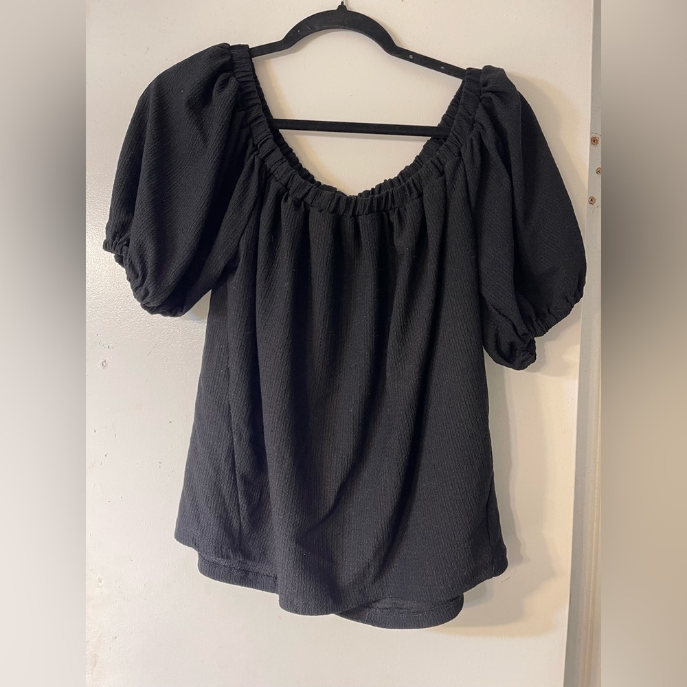 Anthropologie Black Puff Sleeve Off The Shoulder Blouse - Picture 3 of 8